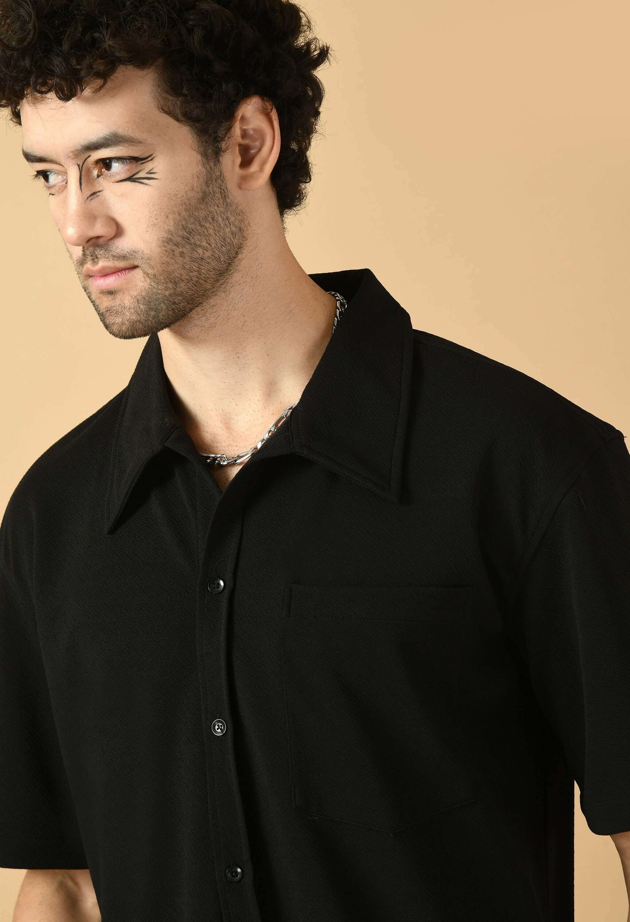 Men's black color overshirt by offmint