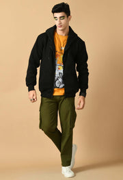 Men's black color zip hoodie by offmint