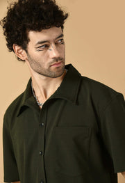Men's olive green color overshirt 