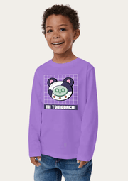 Mi Tomodachi Printed Lavender Full Sleeves Kids T-shirt By Offmint