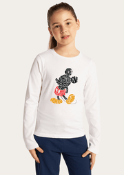 Mickey Love Printed White Full Sleeves Kids T-shirt By Offmint