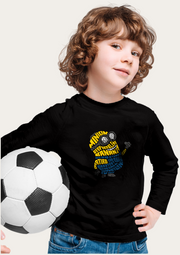 Minion Printed Black Full Sleeves  Kids T-shirt By Offmint