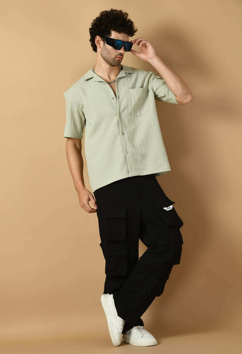 Mint Green Bubble Half Sleeves Shirts By Offmint
