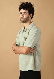 Mint green color line men's bubble shirt by offmint