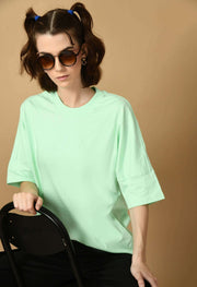 Mint green color plain oversized t-shirt