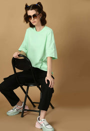 Mint green color women's oversized t-shirt by offmint