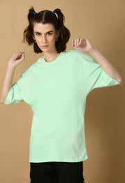 Mint green plain women's oversized t-shirt