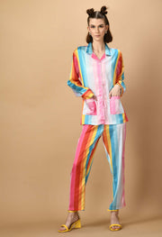Multicolor Lines Co-ord Set By Offmint