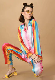 Multicolor line co-ord set by offmint