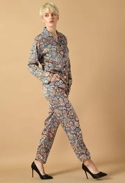 Multicolor plain satin co-ord set 