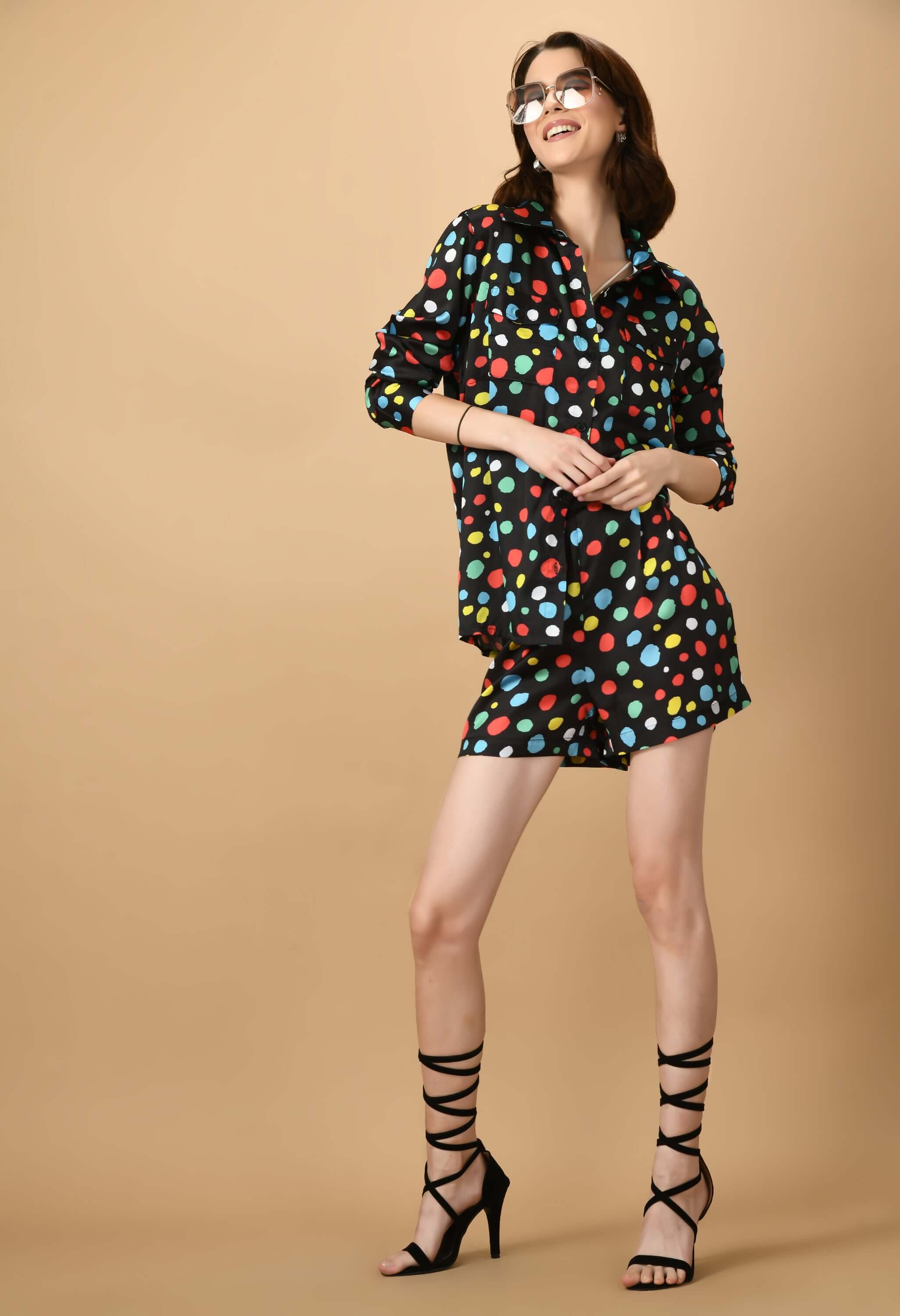 Multicolor polka dot co-ord set by offmint