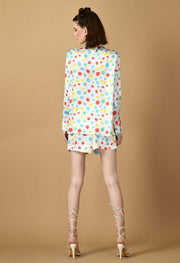 Multicolor polka dots white color co-ord set by offmint