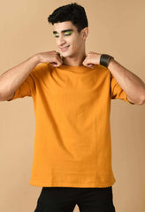 Mustard color plain oversized t-shirt 