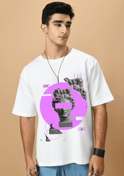 Neon circle printed white oversized t-shirt by offmint