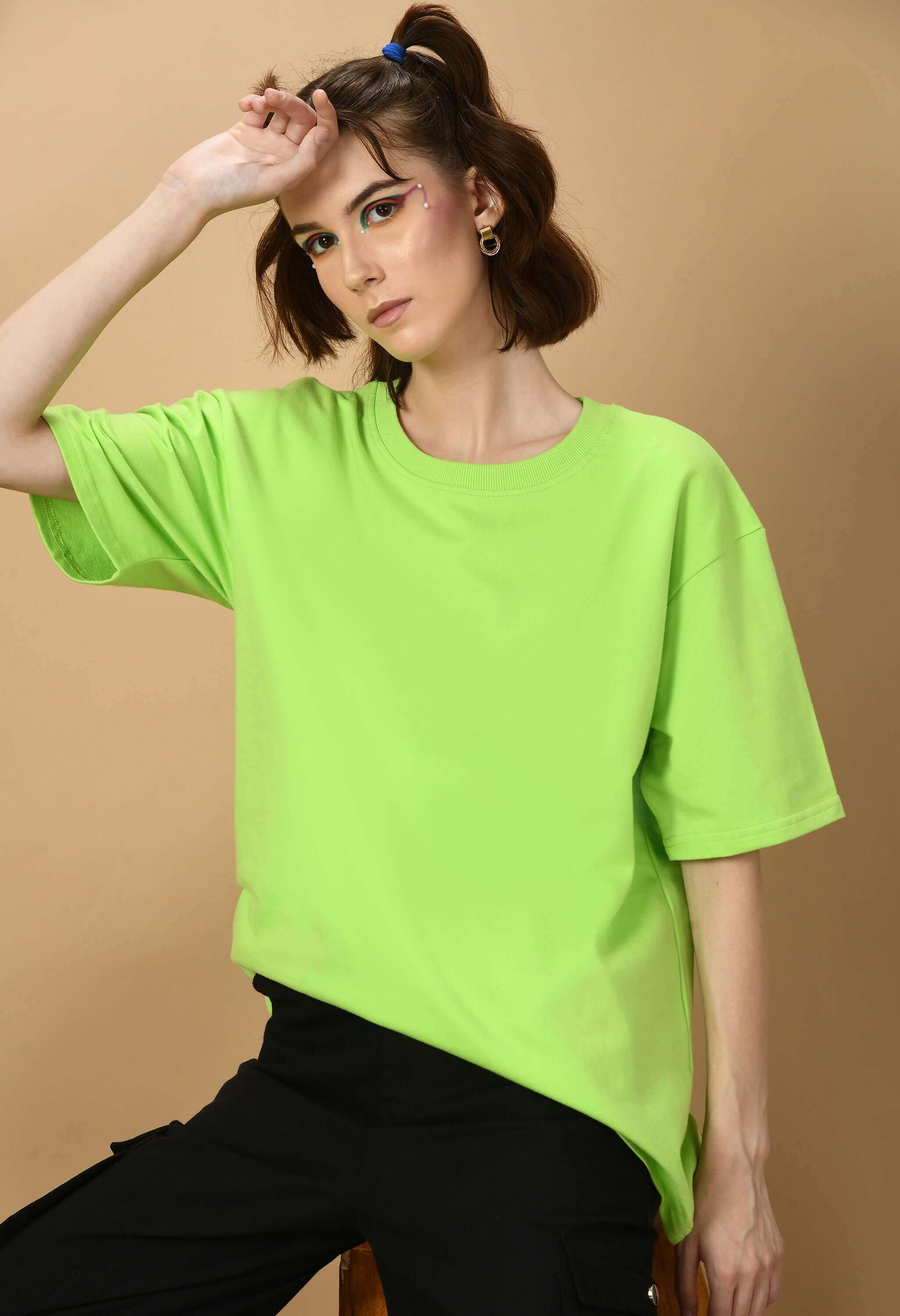 Neon color plain women's oversized t-shirt by offmint