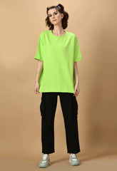Neon green women's oversized t-shirt