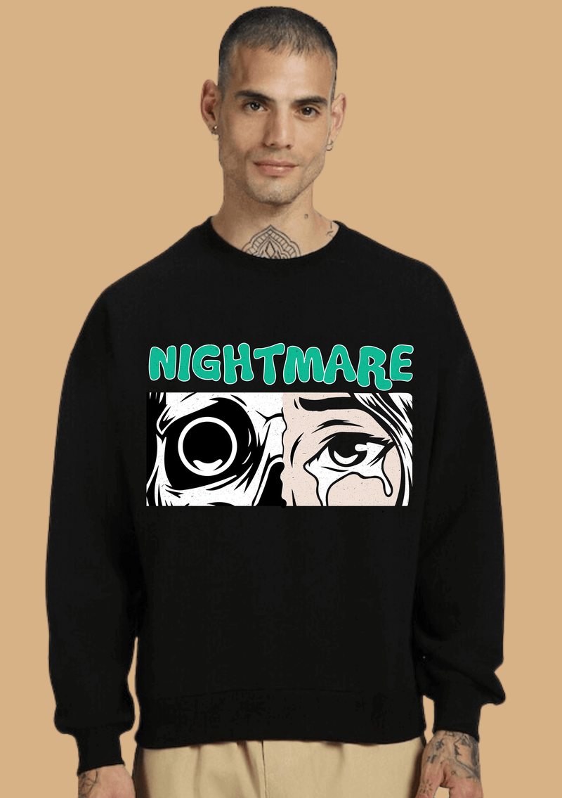 Nightmare Printed Black Sweatshirt By Offmint