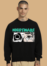 Nightmare printed black color men's sweatshirt by offmint