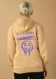 No more printed beige color women's hoodie by offmint
