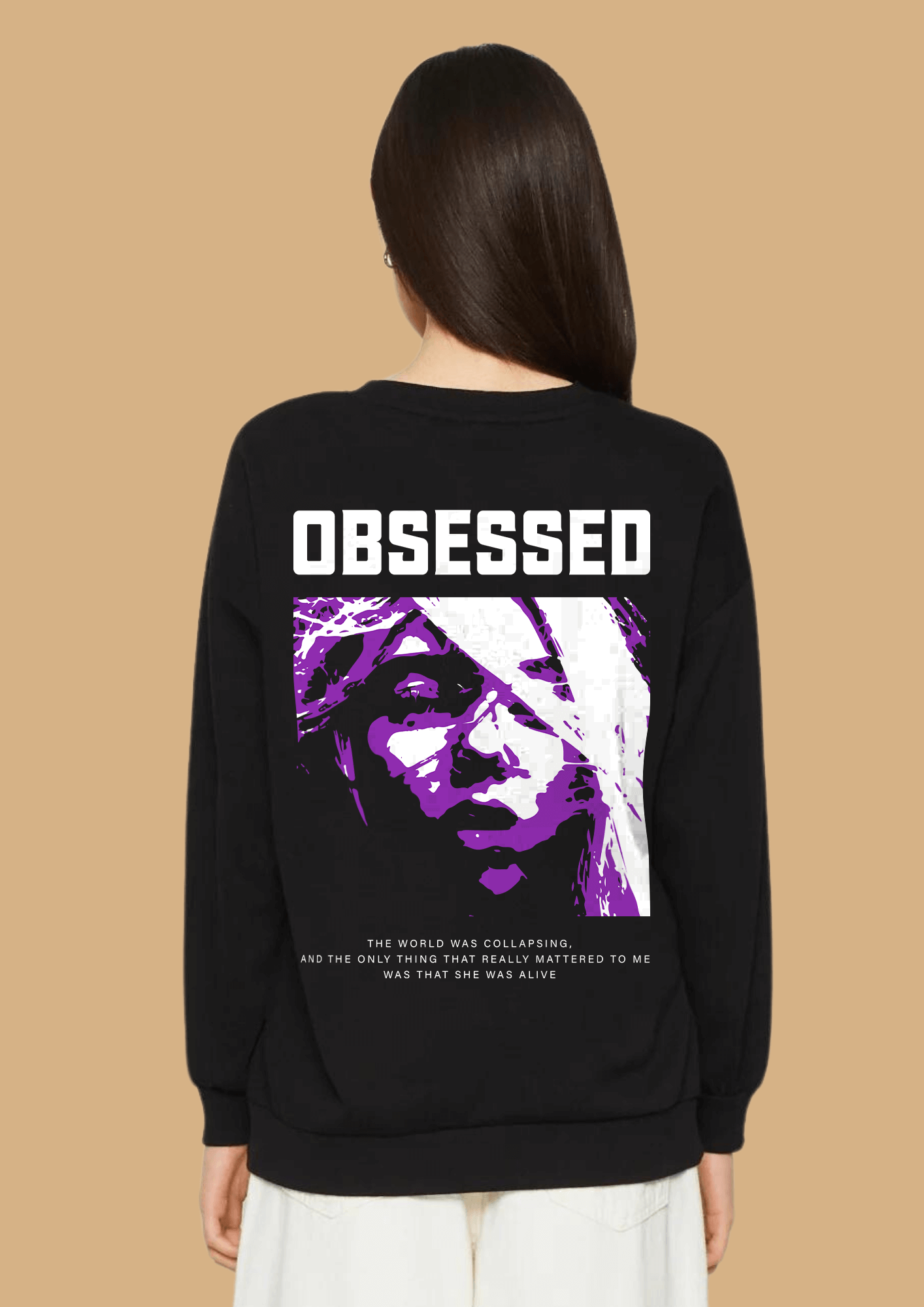 Obsessed Printed black color sweatshirt by offmint