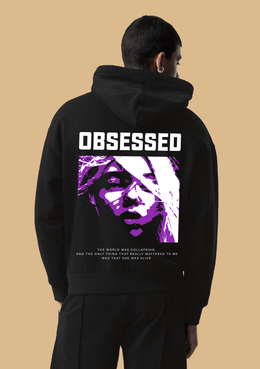 Obsessed printed black hoodie by offmint