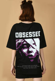 Obsessed printed black oversized t-shirt