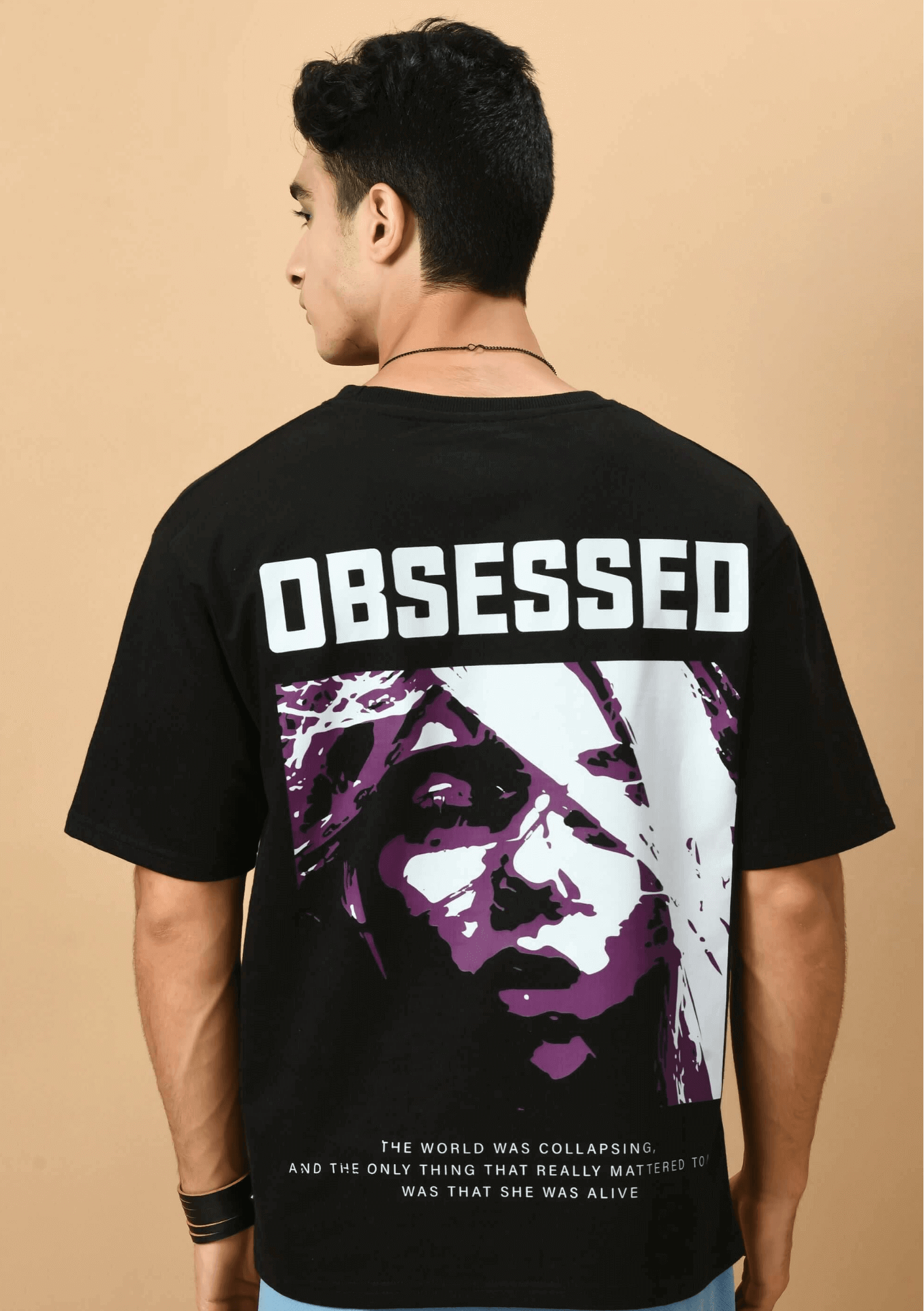 Obsessed printed black oversized t-shirt by offmint