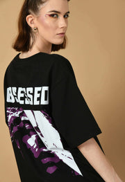 Obsessed printed black t-shirt