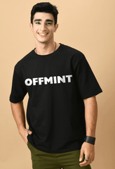 Offmint printed black color men's oversized t-shirt by offmint