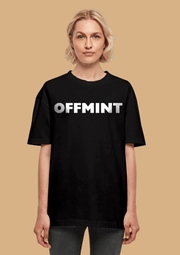 Offmint printed black color women's oversized t-shirt by offmint