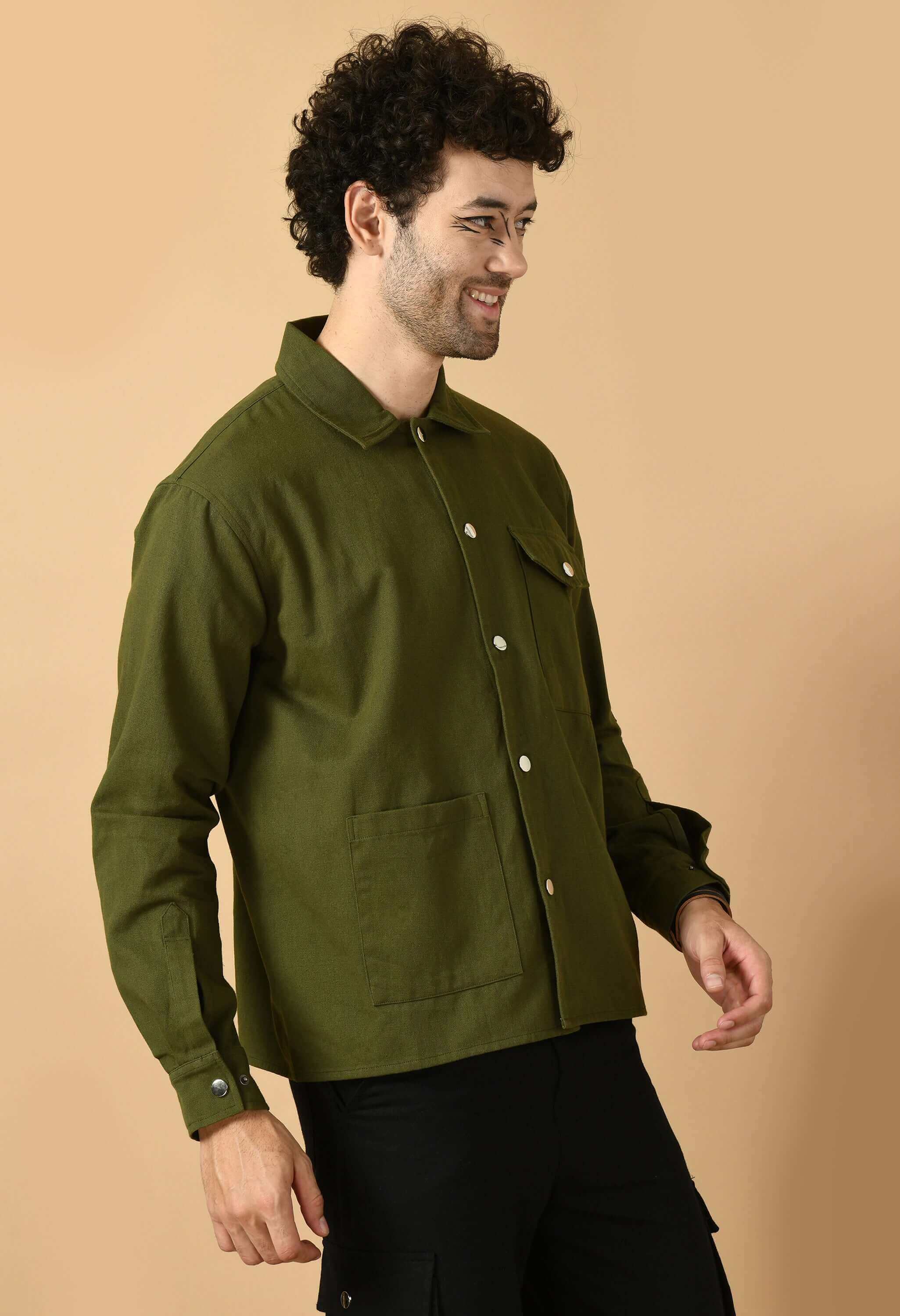 Olive green overshirt men's by offmint