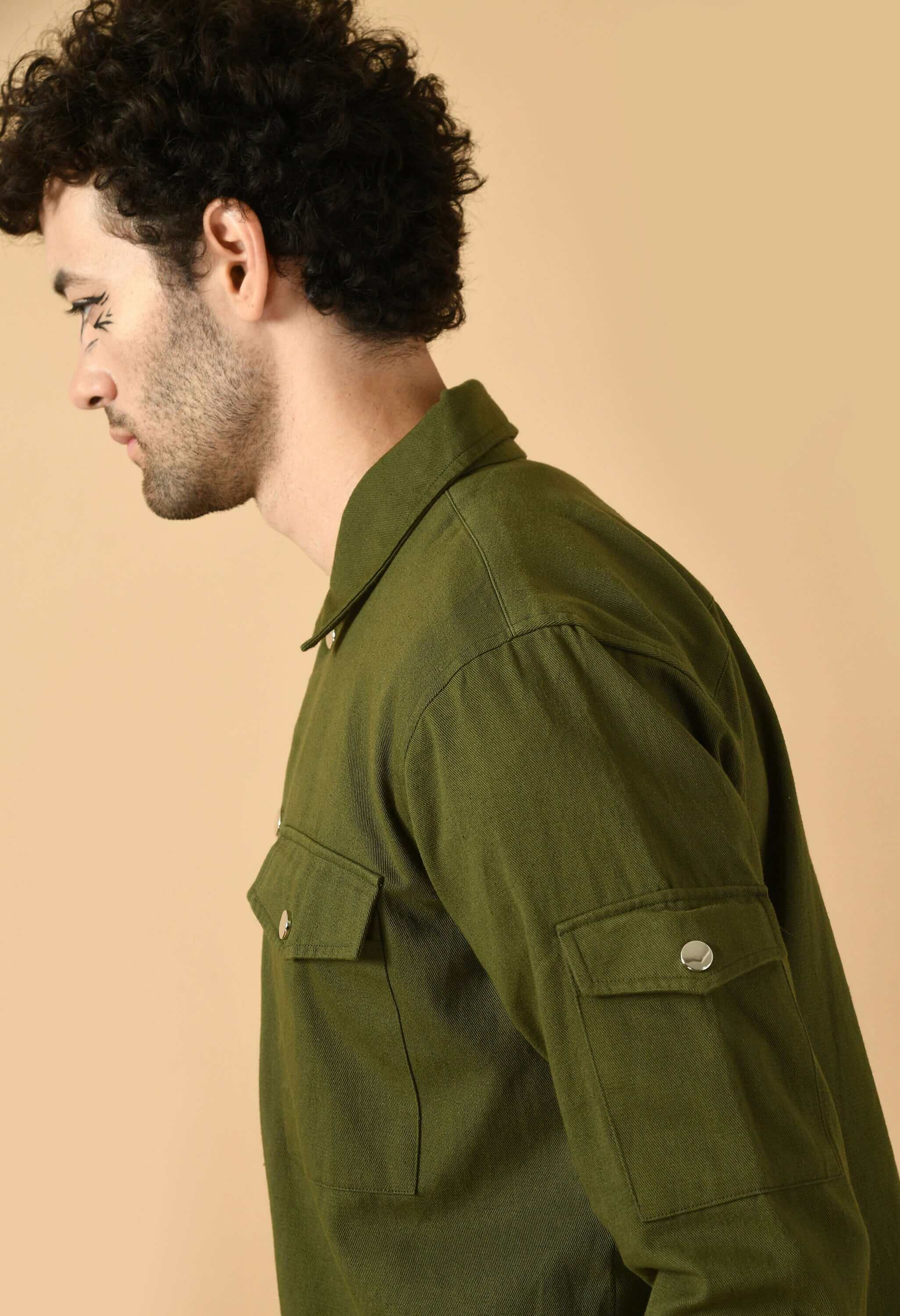 Olive overshirt men's by offmint