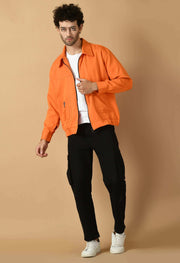 Orange color bomber jacket by offmint
