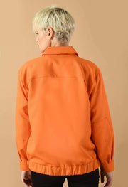 Orange plain color women's bomber jacket by offmint