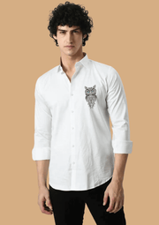 Owl printed white clubwear shirt by offmint