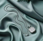 Men Stainless Steel Geometric Ad Studded Stylish Silver Chain.