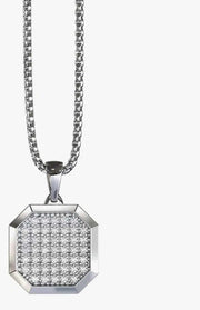 Men Stainless Steel Geometric Ad Studded Stylish Silver Chain.