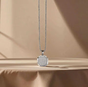 Men Stainless Steel Geometric Ad Studded Stylish Silver Chain.
