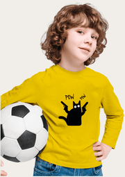 Pew Pew Printed Yellow Full Sleeves Kids T-shirt By Offmint