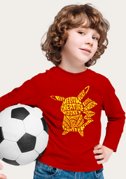 Pikachu Printed Red Full Sleeves Kids T-shirt By Offmint