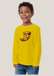 Pizza Slice Printed Yellow Full Sleeves Kids T-shirt By Offmint
