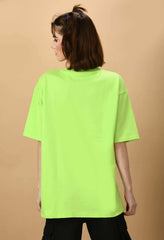 Pocket astronaut printed neon green oversized t-shirt 