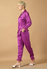Purple plain color stain feather co-ord set by offmint