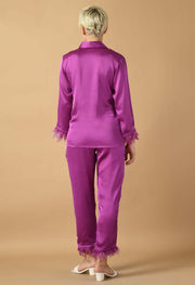 Purple plain color stain feather women's co-ord set by offmint