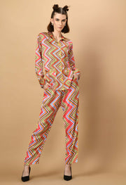 Red Printed Color Co-ord Set By Offmint