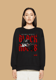 Red black rose printed black color sweatshirt 