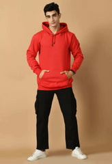 Red color hoodie by offmint