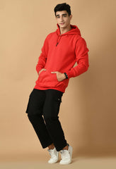 Red color men's hoodie by offmint