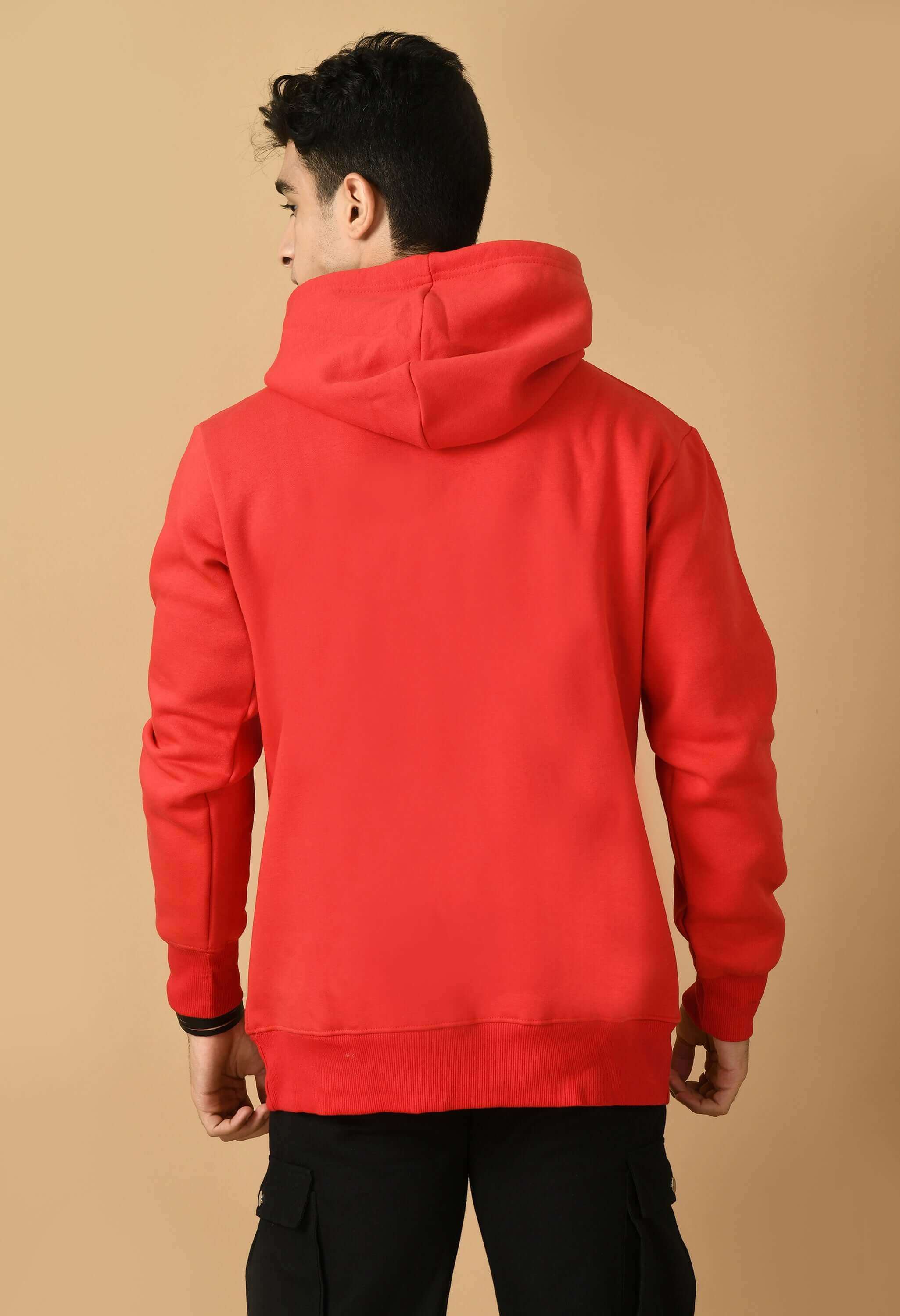Red color men's plain hoodie by offmint