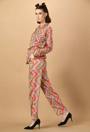 Red color printed co-ord set 